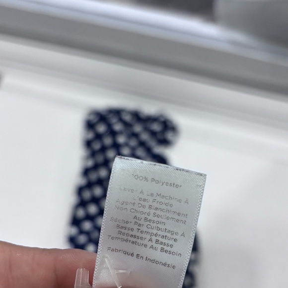 Talbots Navy and White Polka Dot V-Neck Blouse - Picture 9 of 10